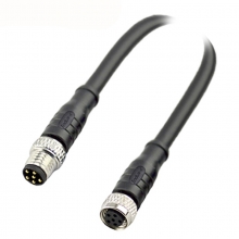 Cable Assembly, A Code - M8 6pins A code male to female straight molded cable, unshielded, PVC, -10°C~+80°C, 26AWG 0.14mm²